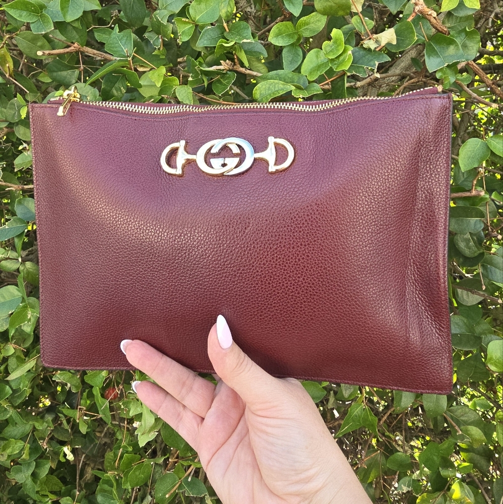 Gucci Burgundy Leather Clutch_bag Brand New
